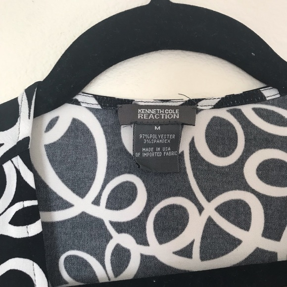 Kenneth Cole Black and White V Neck Wrap Dress - Picture 2 of 3